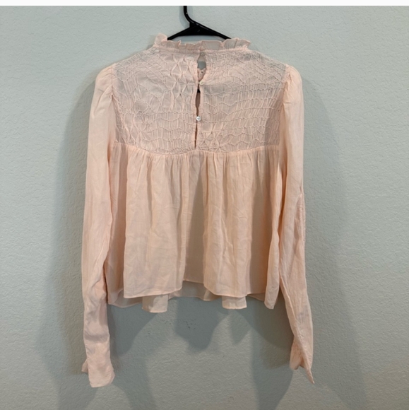 Free People Smocked in Time Top in Apricot NWOT size xs - Picture 4 of 8